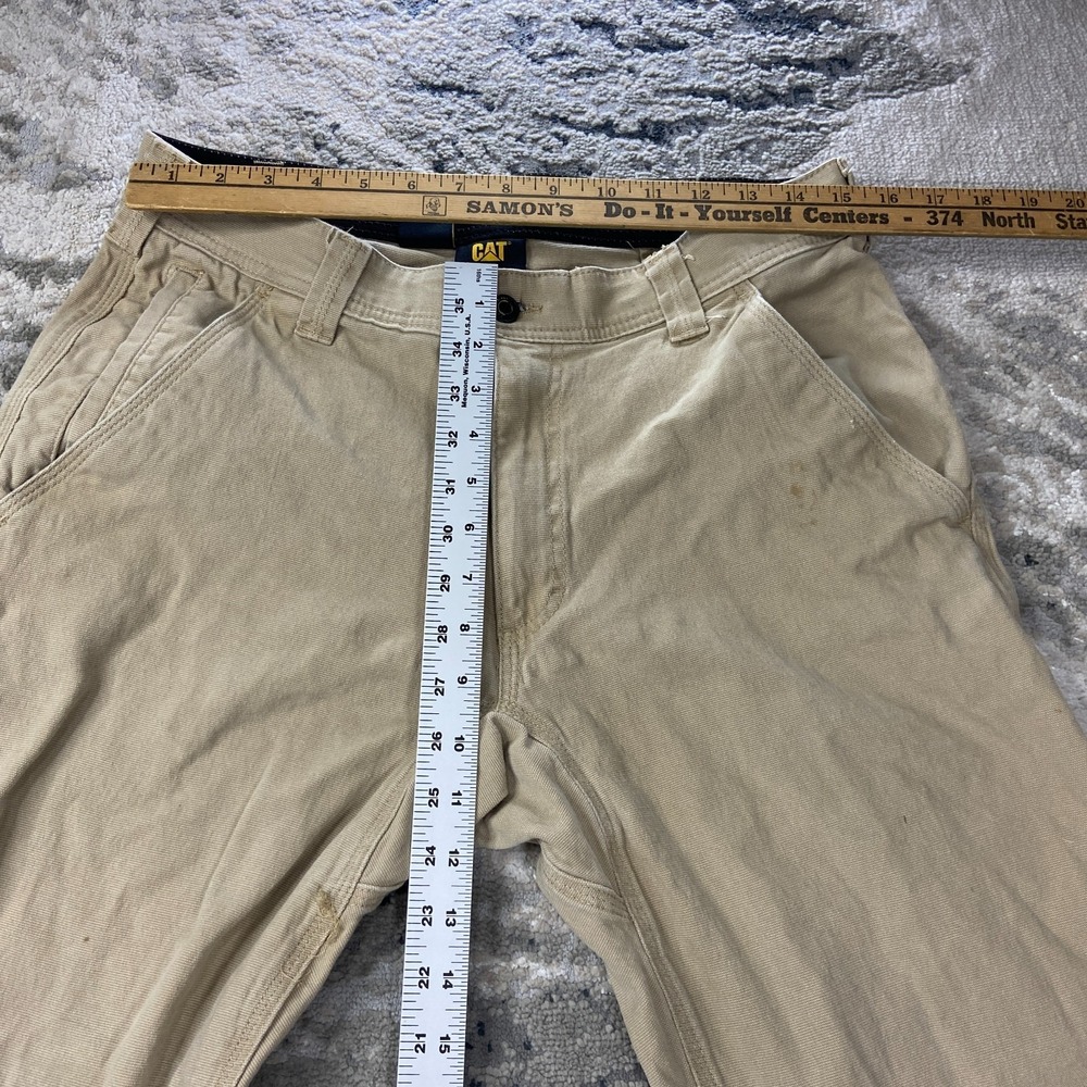 Cat Utility Pant Men 32x30 Beige Cotton Stretch Flex Waist Straight Leg Workwear - Picture 4 of 10